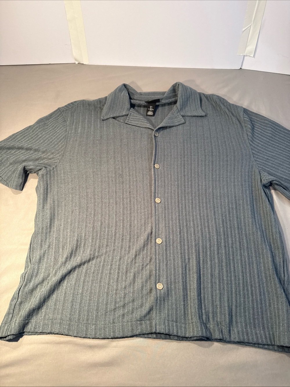 H&m Ribbed Short Sleeve Shirt - Slate Blue
